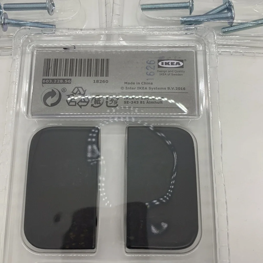 IKEA Berghalla Handles Black 2 Pack New In Package (Lot of 3) 56mm 2 3/16 Door